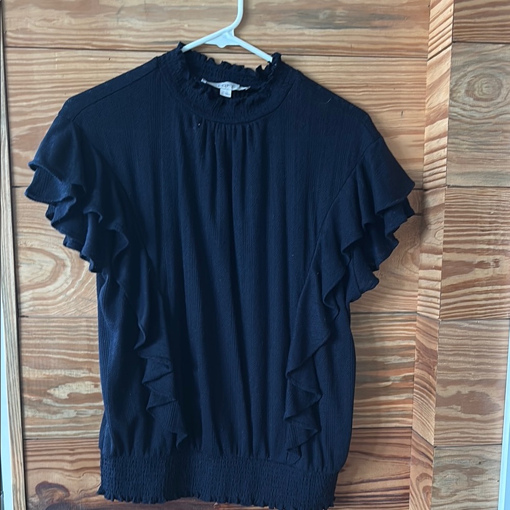LOFT Navy blue S Ruffle Sleeve Blouse